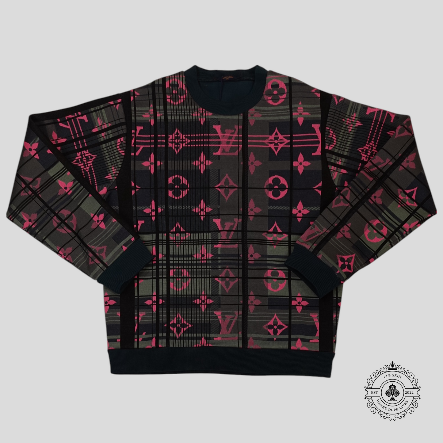 Louis Vuitton Monogram Jacquard Sweatshirt in Grey/Pink