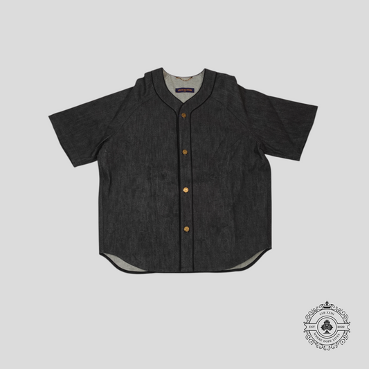 Louis Vuitton Embossed Monogram Baseball Denim Shirt in Black