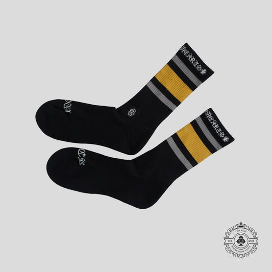 Chrome Hearts Striped Socks in Black/Yellow