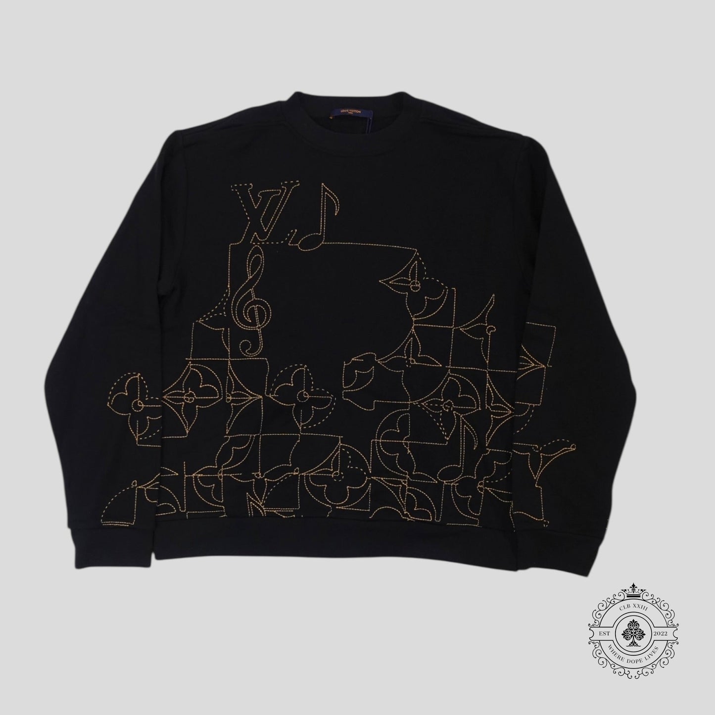 Louis Vuitton Music Line Embroidered Crewneck in Black