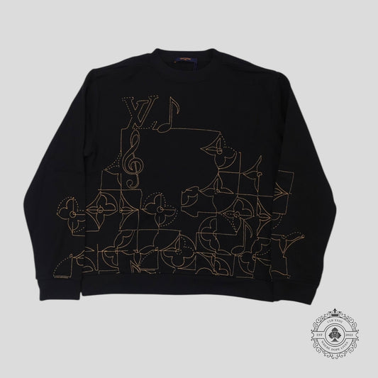 Louis Vuitton Music Line Embroidered Crewneck in Black
