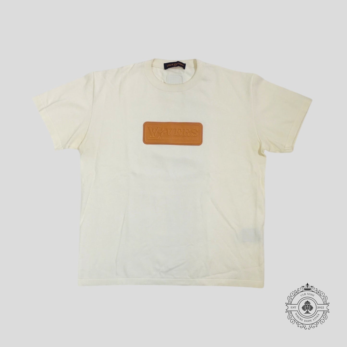 Louis Vuitton Lovers Leather Patch Tee in White