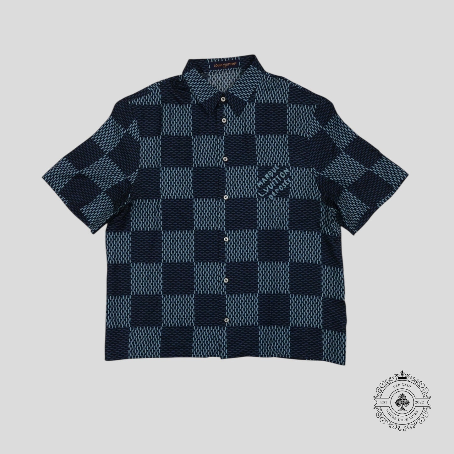 Louis Vuitton Damier Silk Shirt in Blue