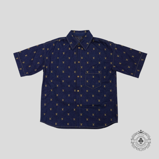 Louis Vuitton LV Embroidered Denim Shirt in Dark Wash