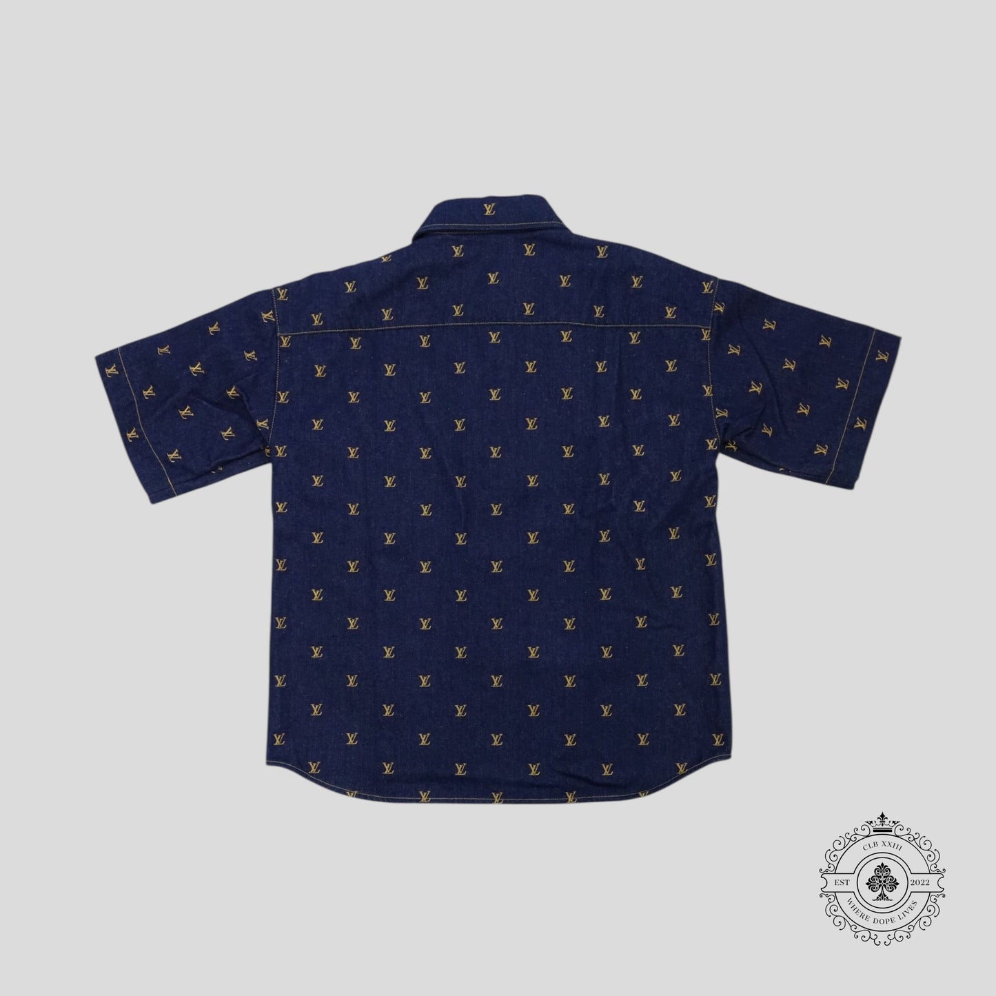 Louis Vuitton LV Embroidered Denim Shirt in Dark Wash