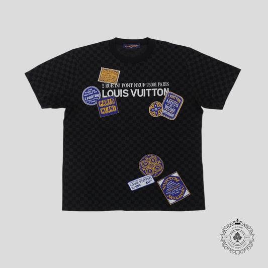 Louis Vuitton Damier Graphic Signature Short Sleeve Crewneck in Black