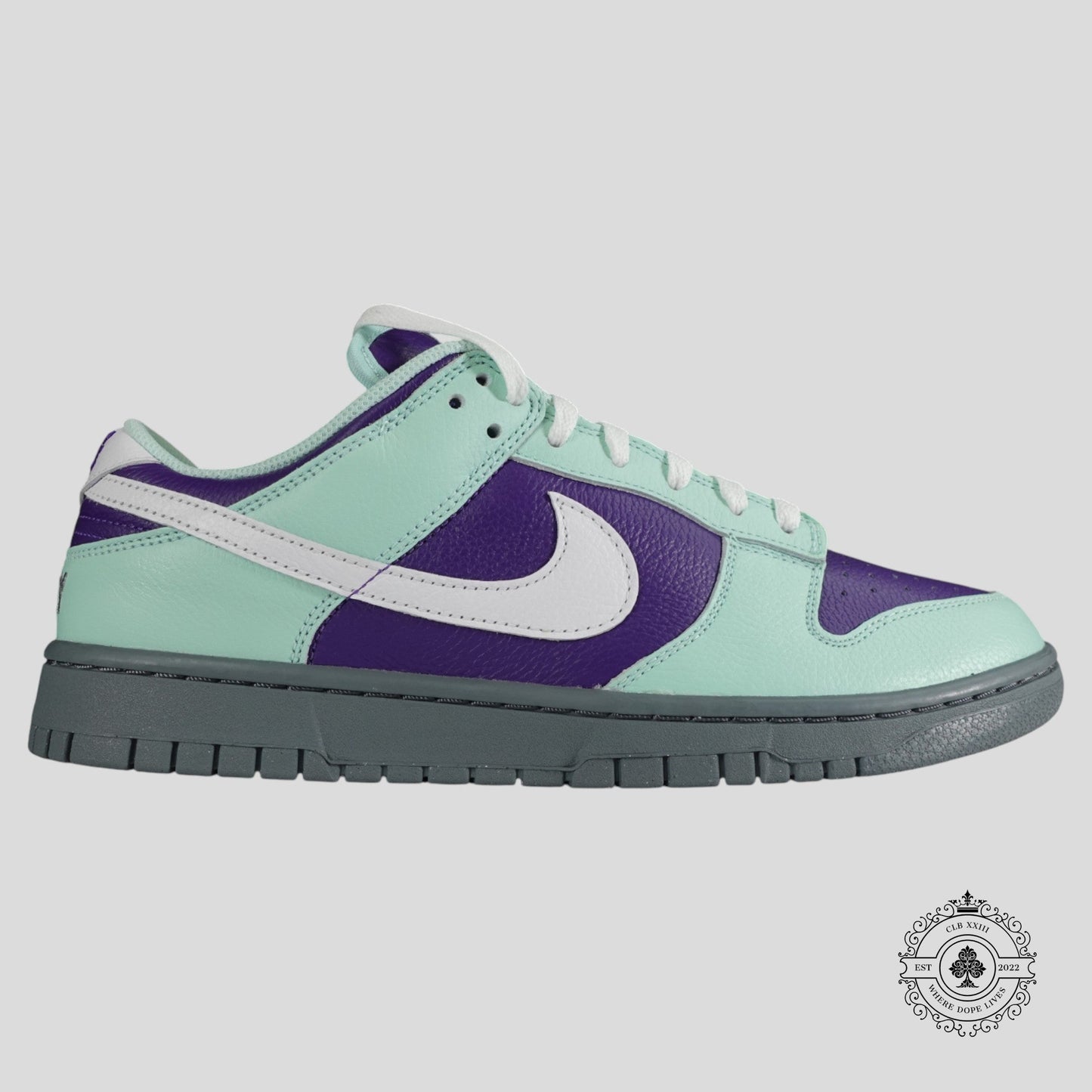 Nike Dunk Low By You in Mint/Purple