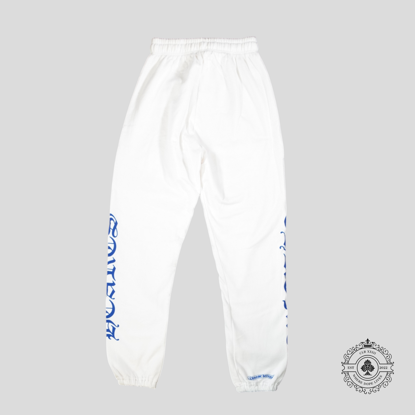 Chrome Hearts Horseshoe Logo Sweatpants in White/Blue