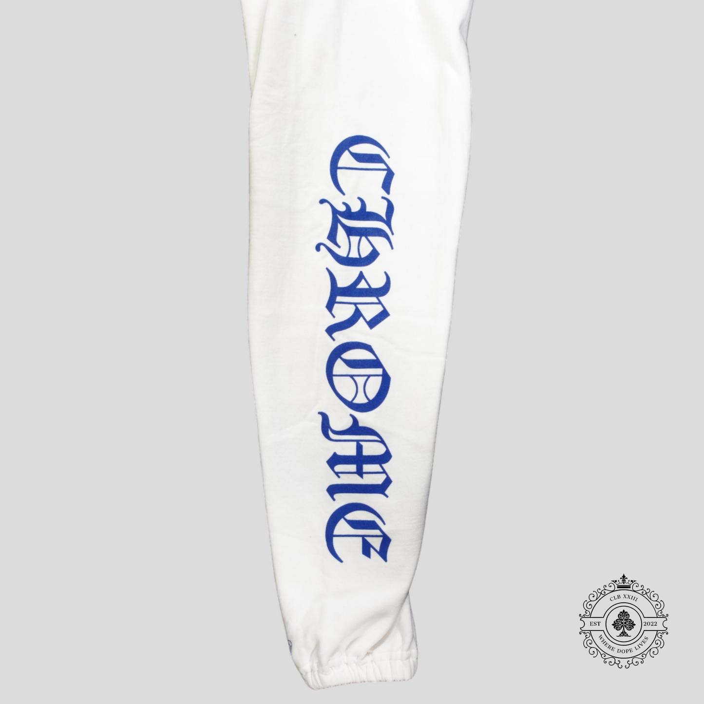 Chrome Hearts Horseshoe Logo Sweatpants in White/Blue