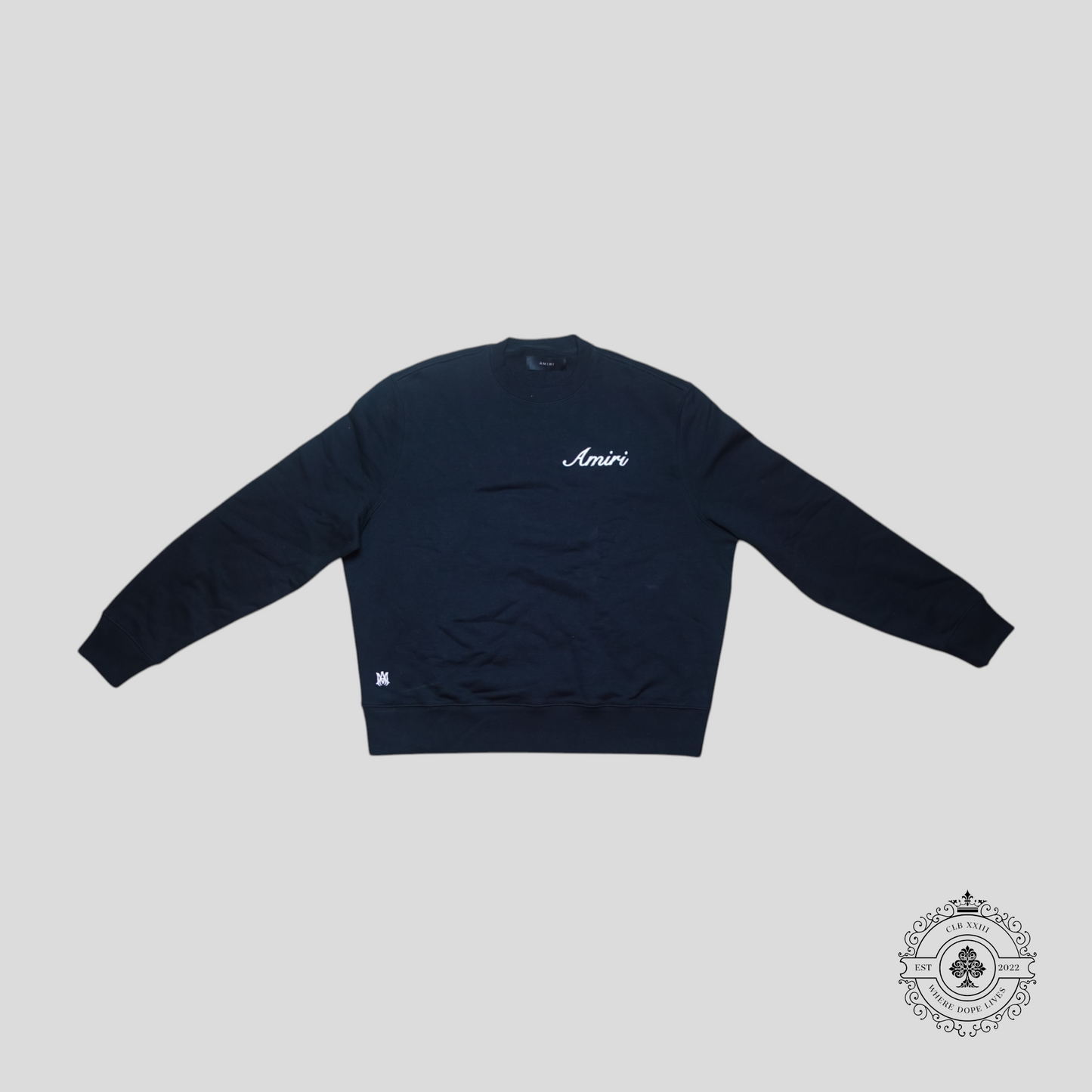 Amiri Embroidered Script Logo Crewneck in Black