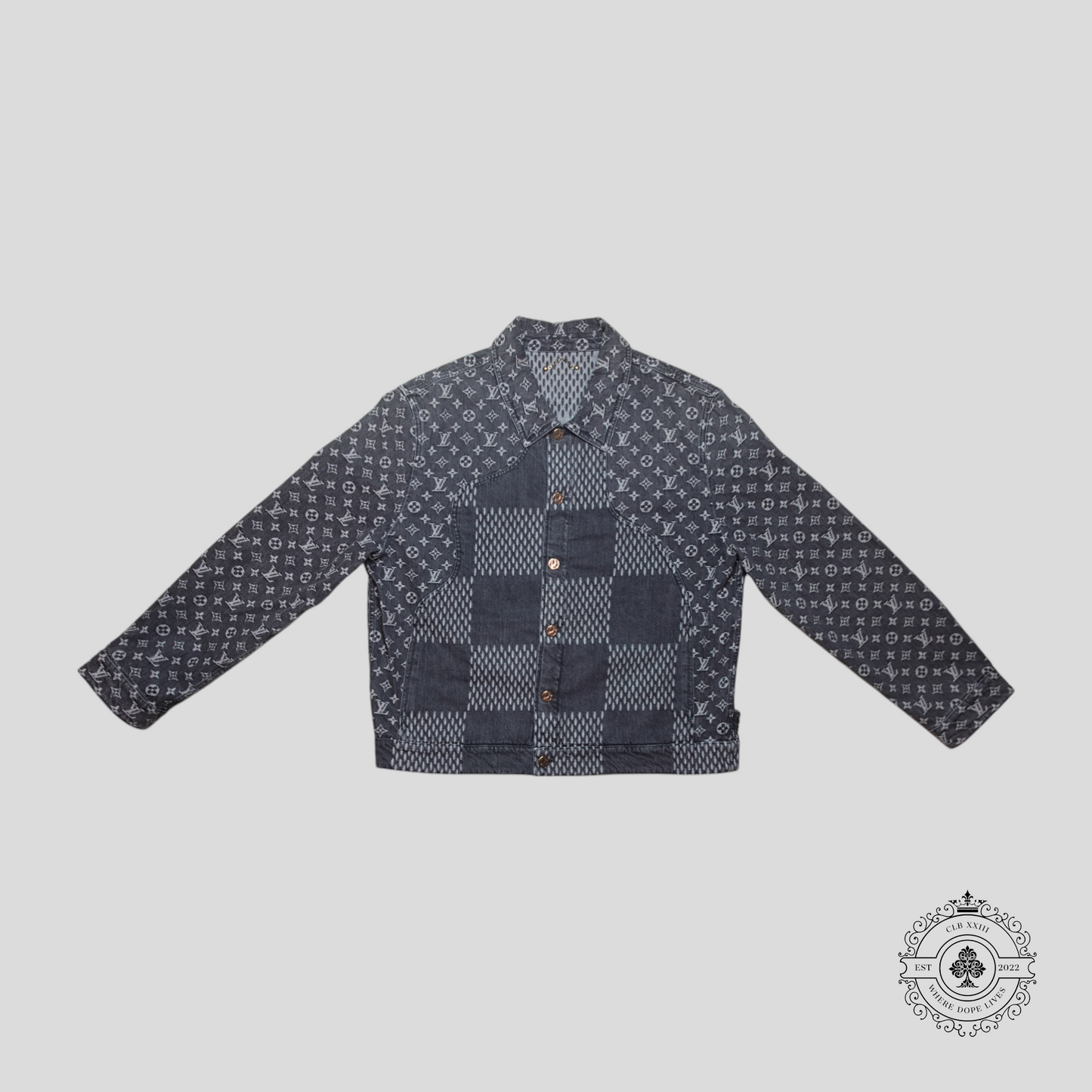 Louis Vuitton Nigo Monogram Jacquard Denim Jacket in Grey