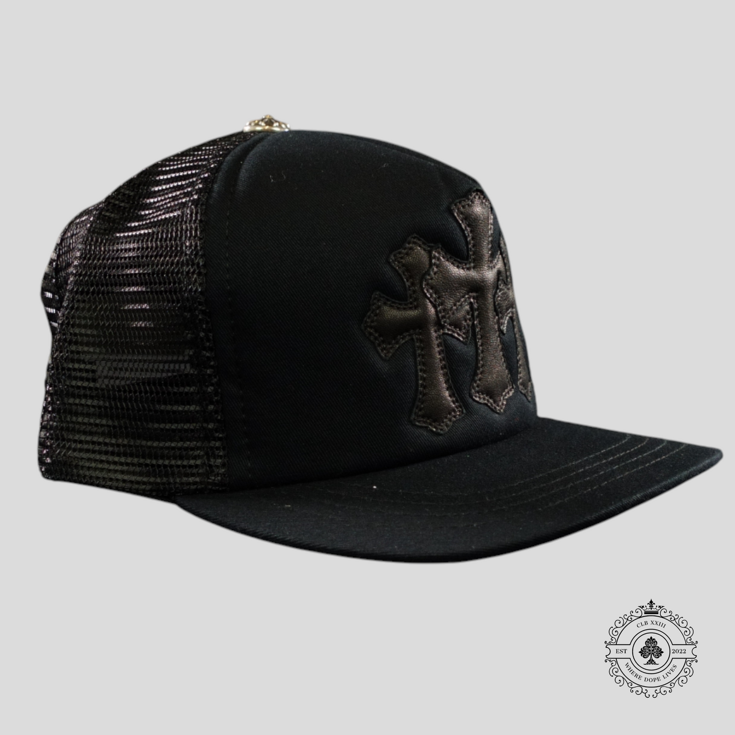 Chrome Hearts Triple Cross Trucker Hat in Black