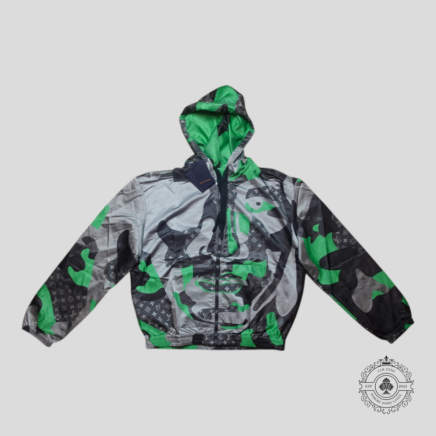 Louis Vuitton Patchwork Portrait Hooded Blouson in Grey/Green