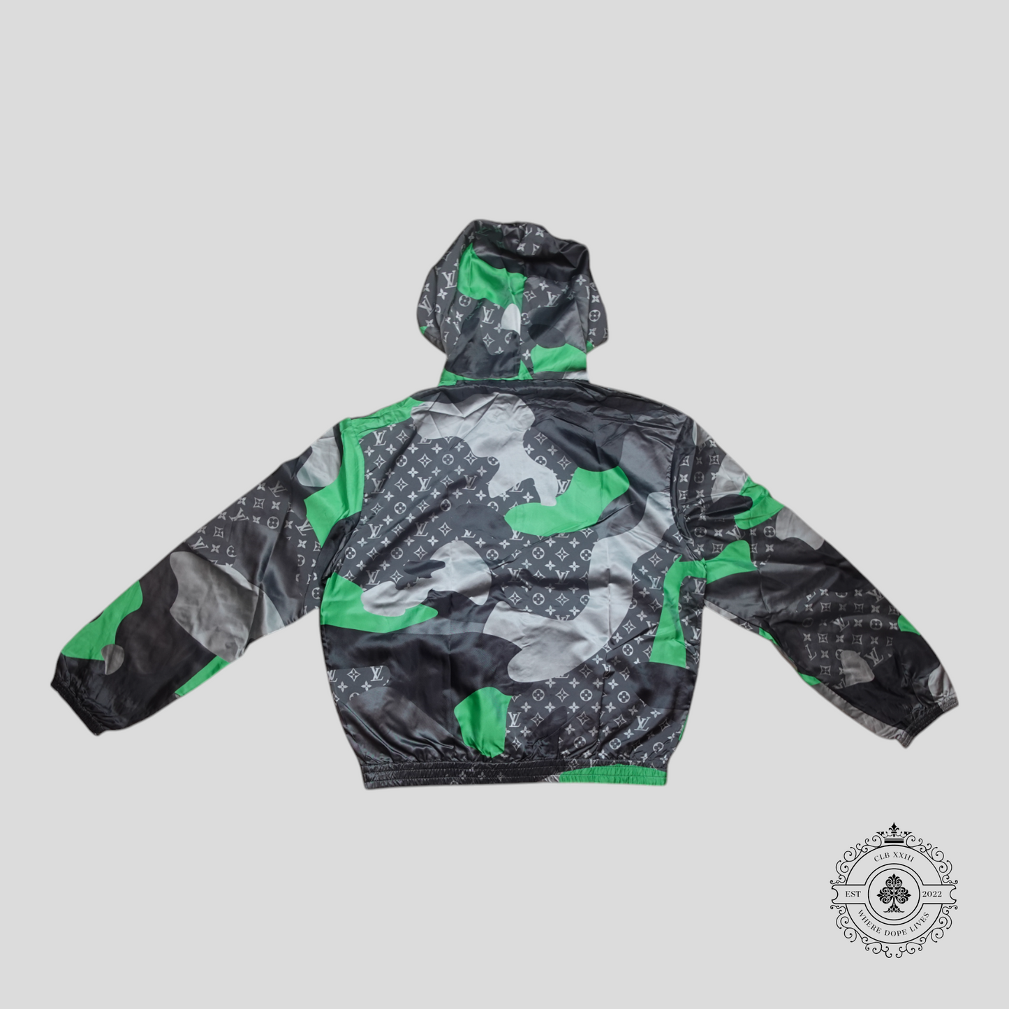 Louis Vuitton Patchwork Portrait Hooded Blouson in Grey/Green