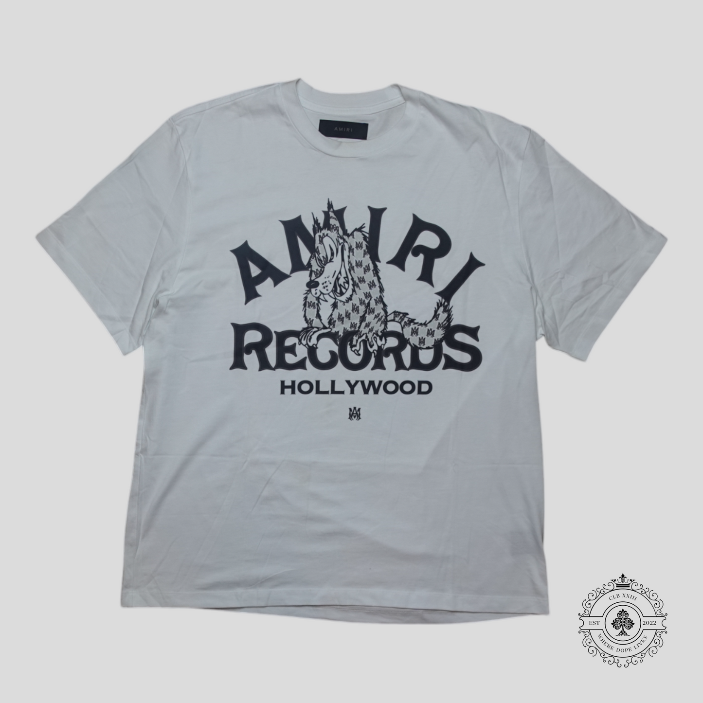 Amiri Records Wolf T-Shirt in White/Black