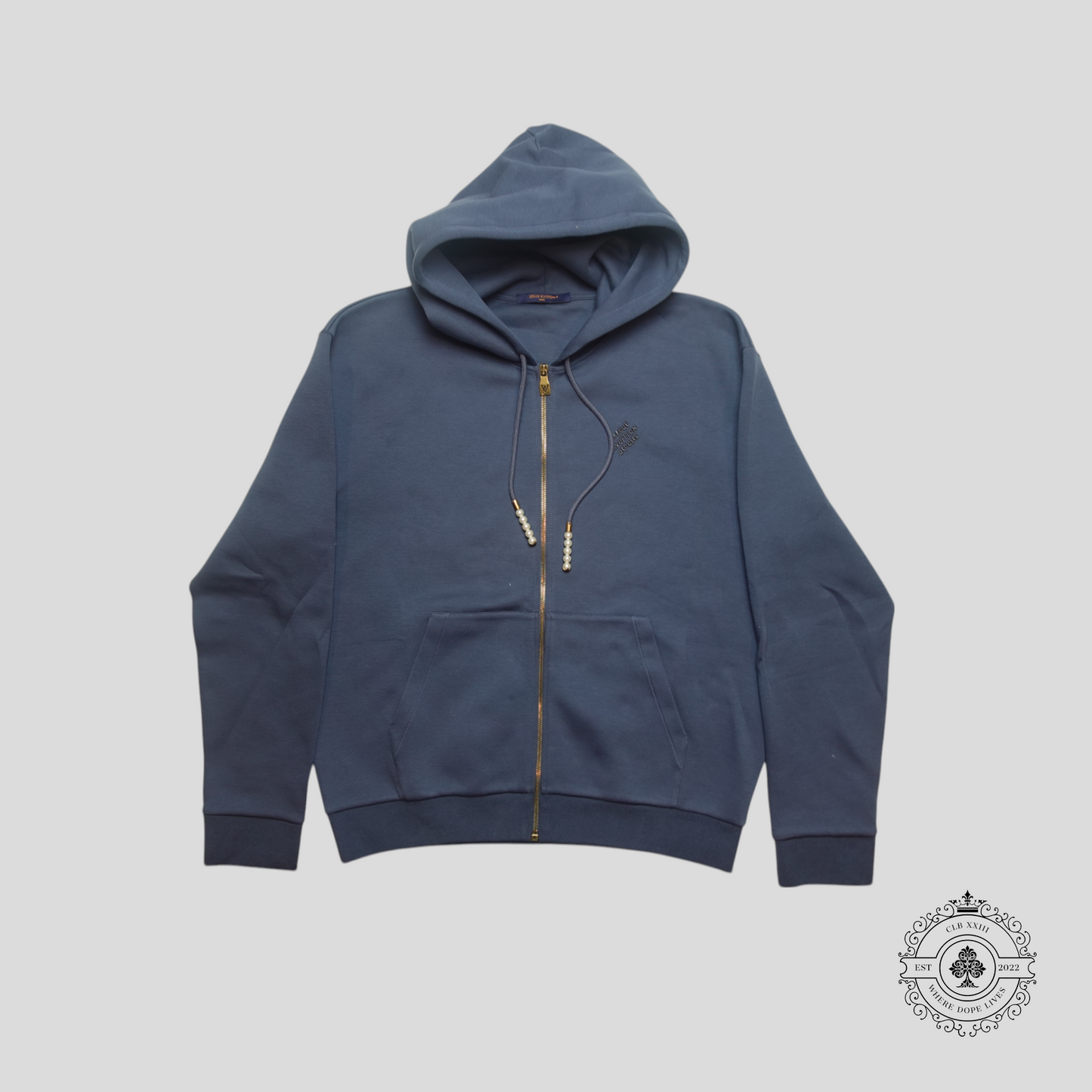 Louis Vuitton Marque Deposee Zip Through Hoodie in Blue
