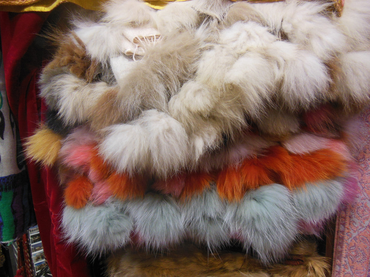 Pashmina from Oman. Furry Collar and Pom Pom Trim-Creamy Taupe-16