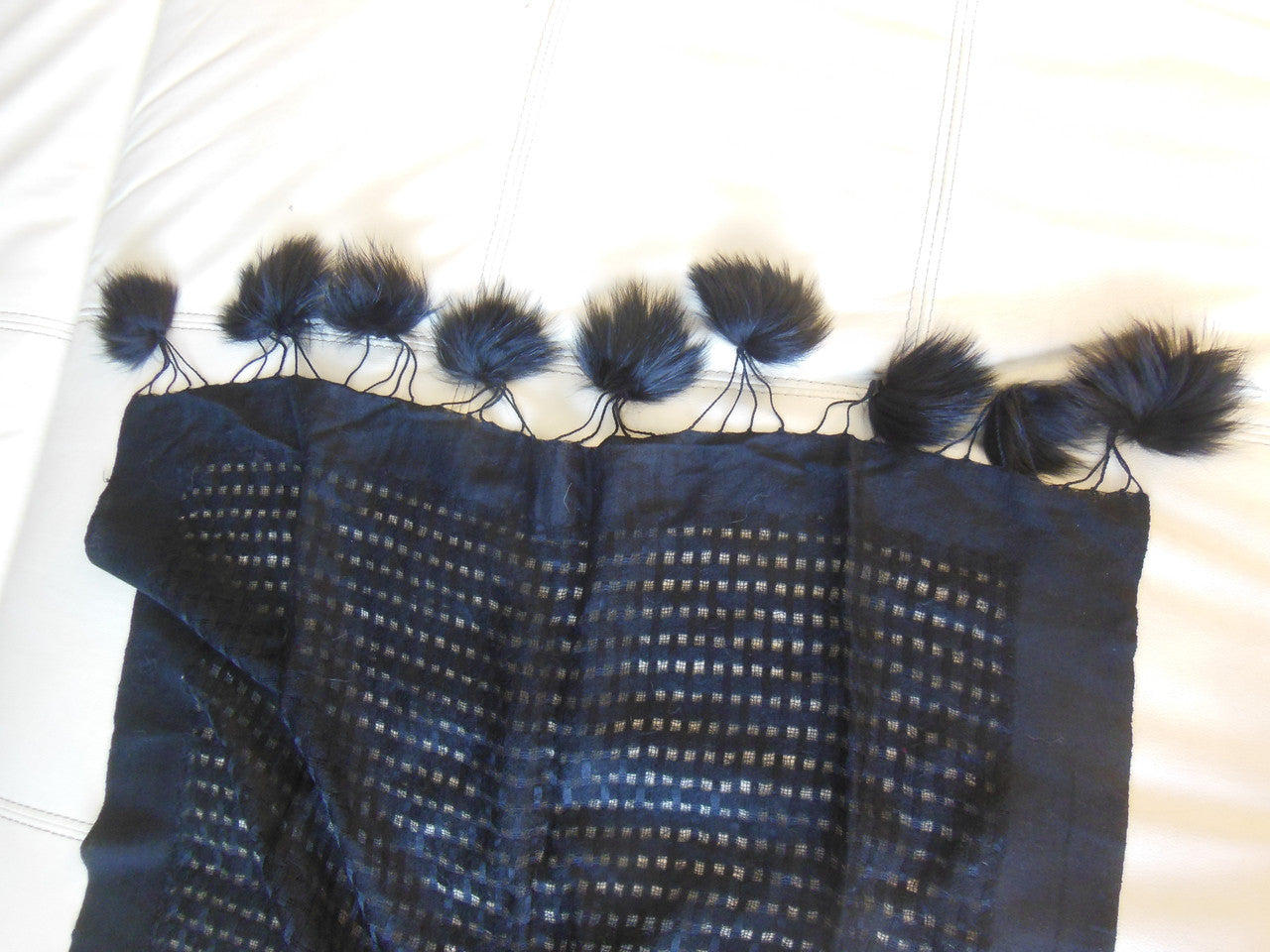 Pashmina from Oman: Furry Collar & Pom Pom Trim- Black-4