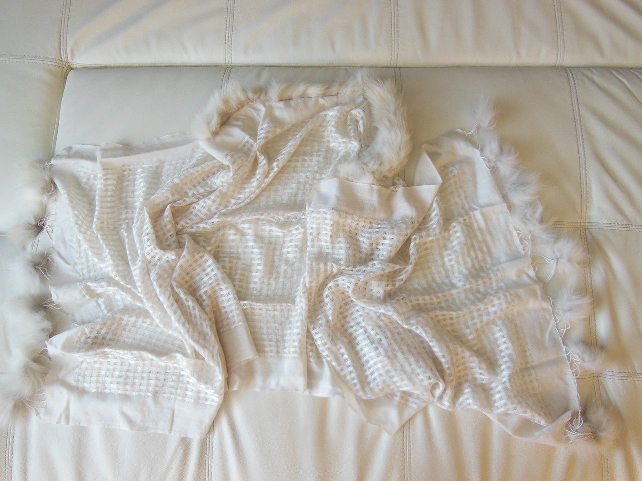 Pashmina from Oman. Furry Collar and Pom Pom Trim-Creamy Taupe-7