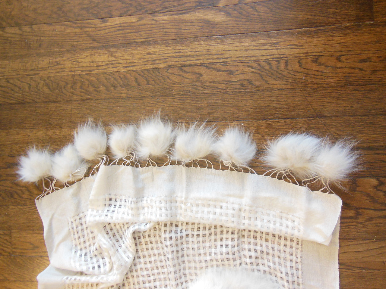 Pashmina from Oman. Furry Collar and Pom Pom Trim-Creamy Taupe-3