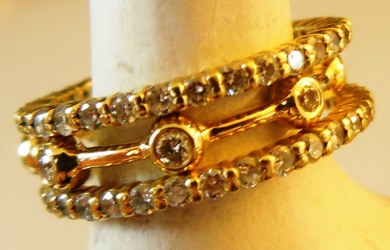 Straight Stacking Ring- 18K gold with diamonds-1