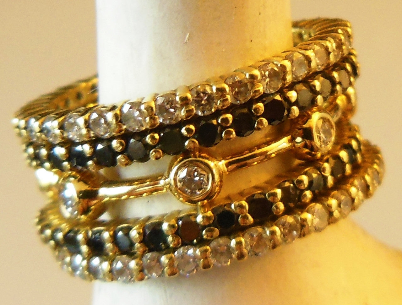 Straight Stacking Ring- 18K gold with diamonds-0