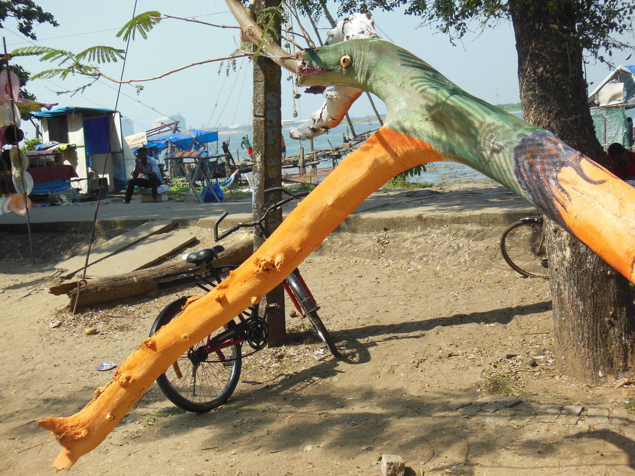Man & Woman: New Paint on Antique Paper from Cochi, India.  Re-purposing materials.-6