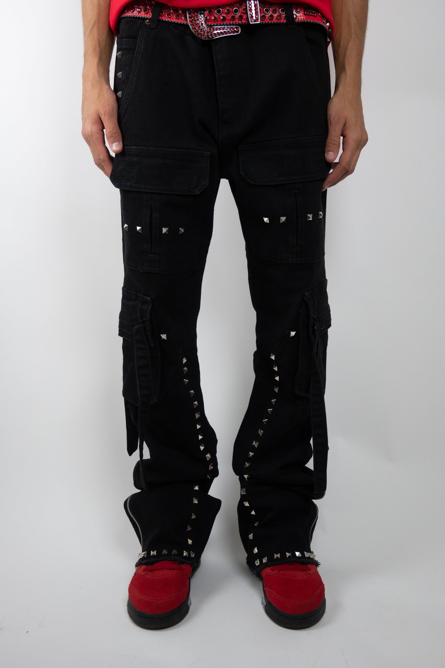 RM206SK -Studded Stacked Cargo Jeans