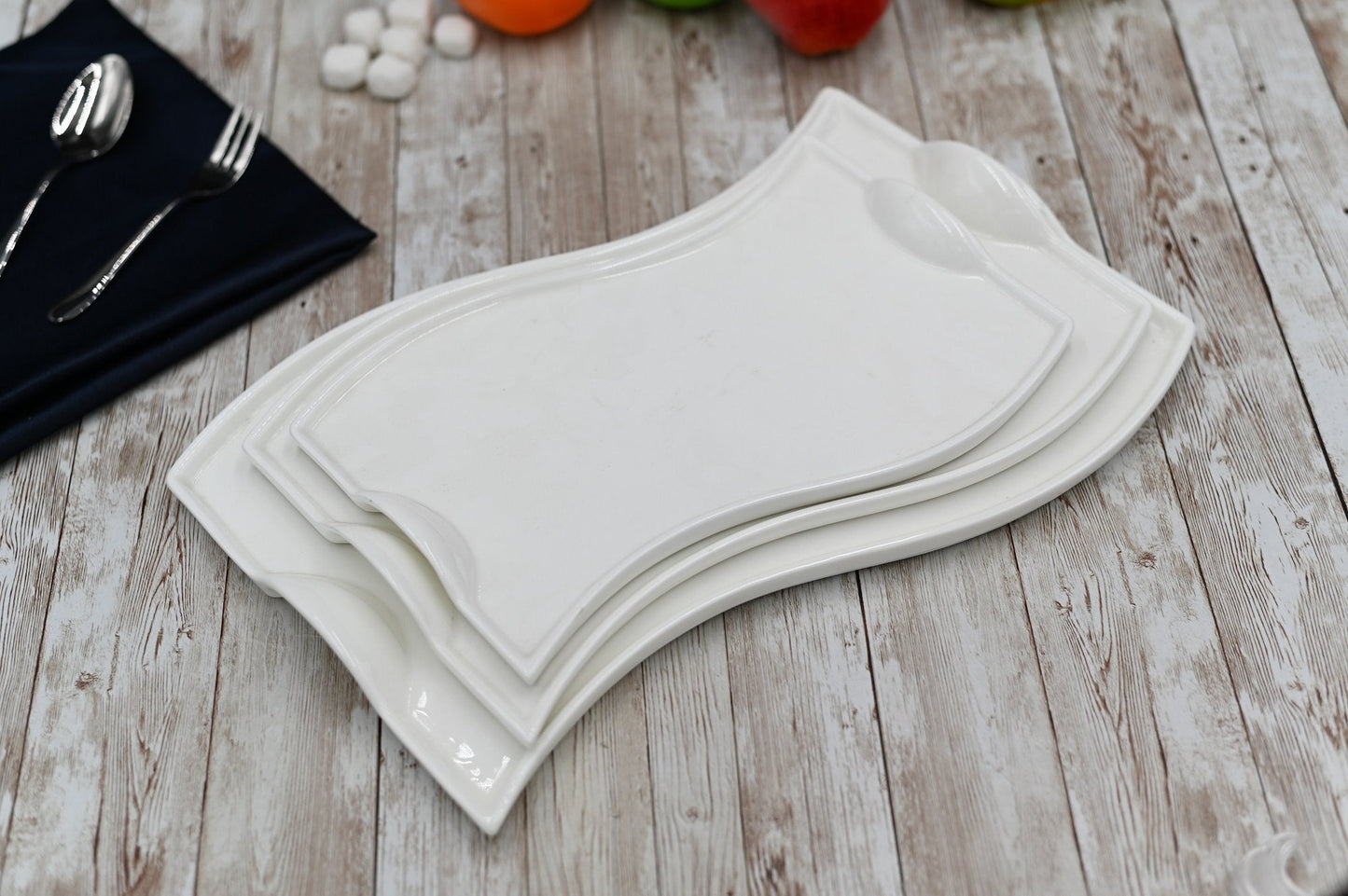 Flat Porcelain White Dish With Handles 10" inch | 26 Cm-2