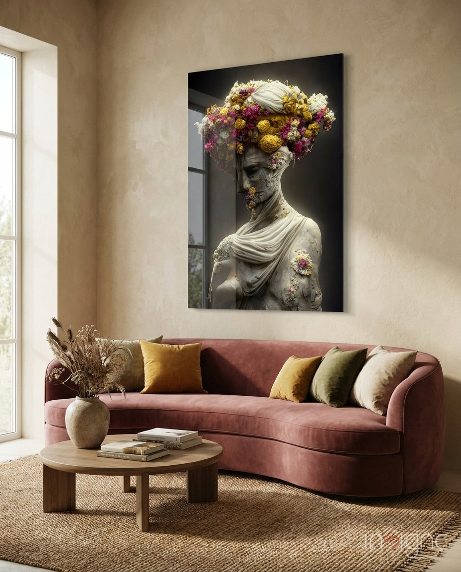 Abandoned Statue Glass Wall Art  || Designer Collection