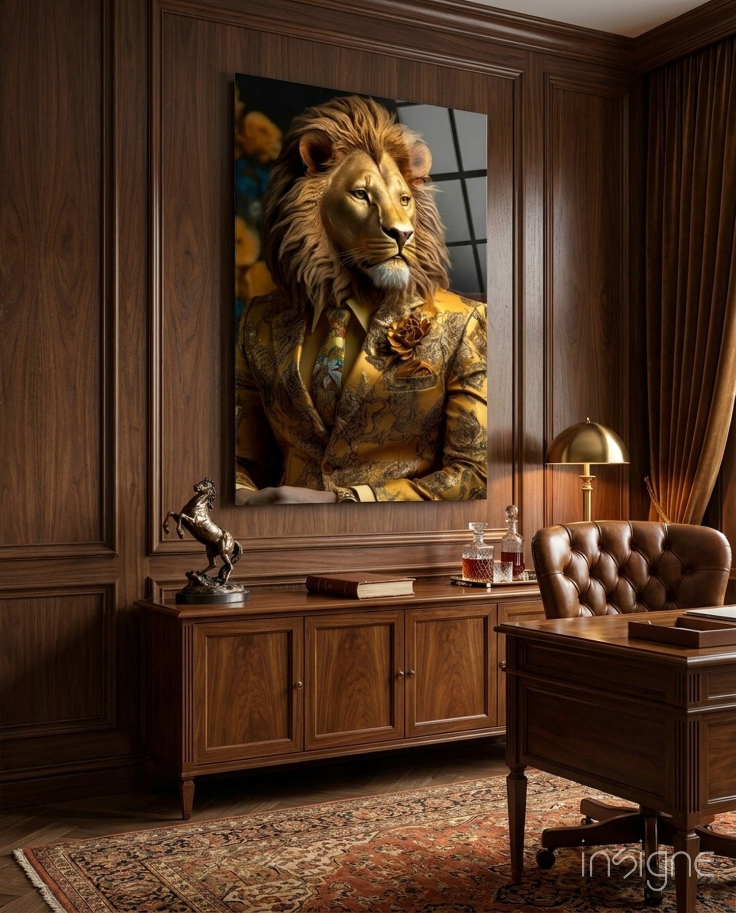 Lion Vogue Glass Wall Art|| Designer's Collection