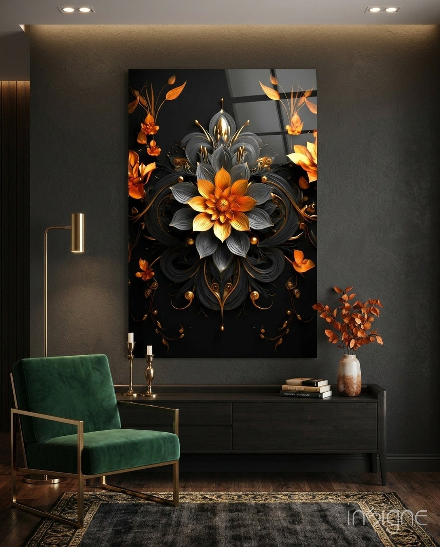 Flower of Luck Glass Wall Art|| Designer's Collection