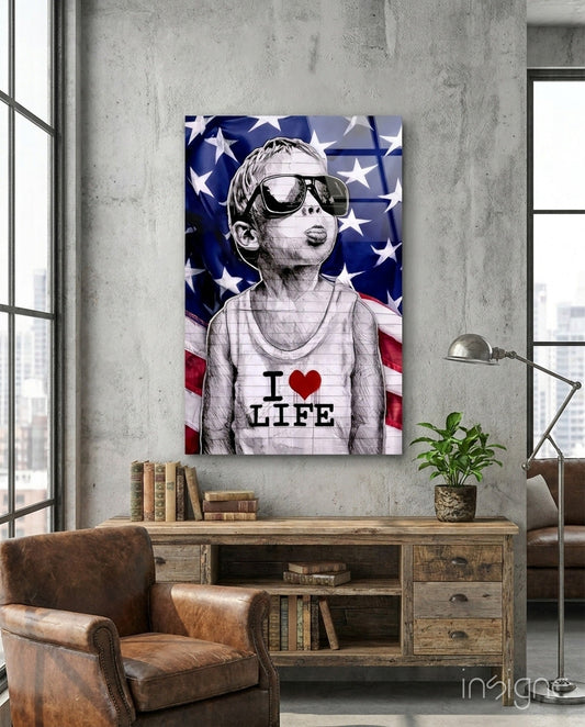 I Love Life Glass Wall Art || Designer Collection