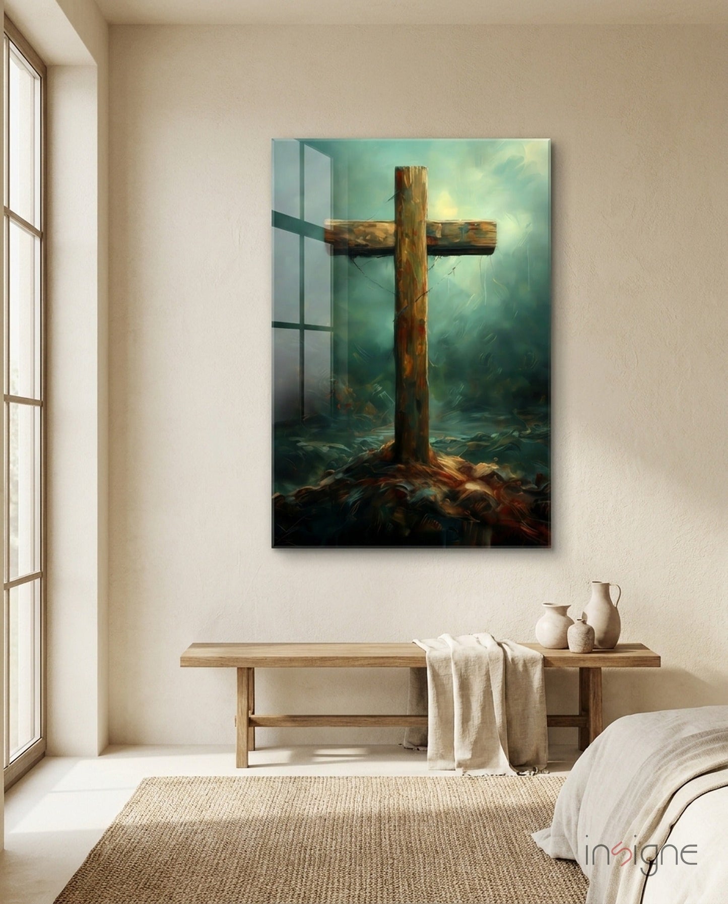 Cross Glass Wall Art || Designer Collection