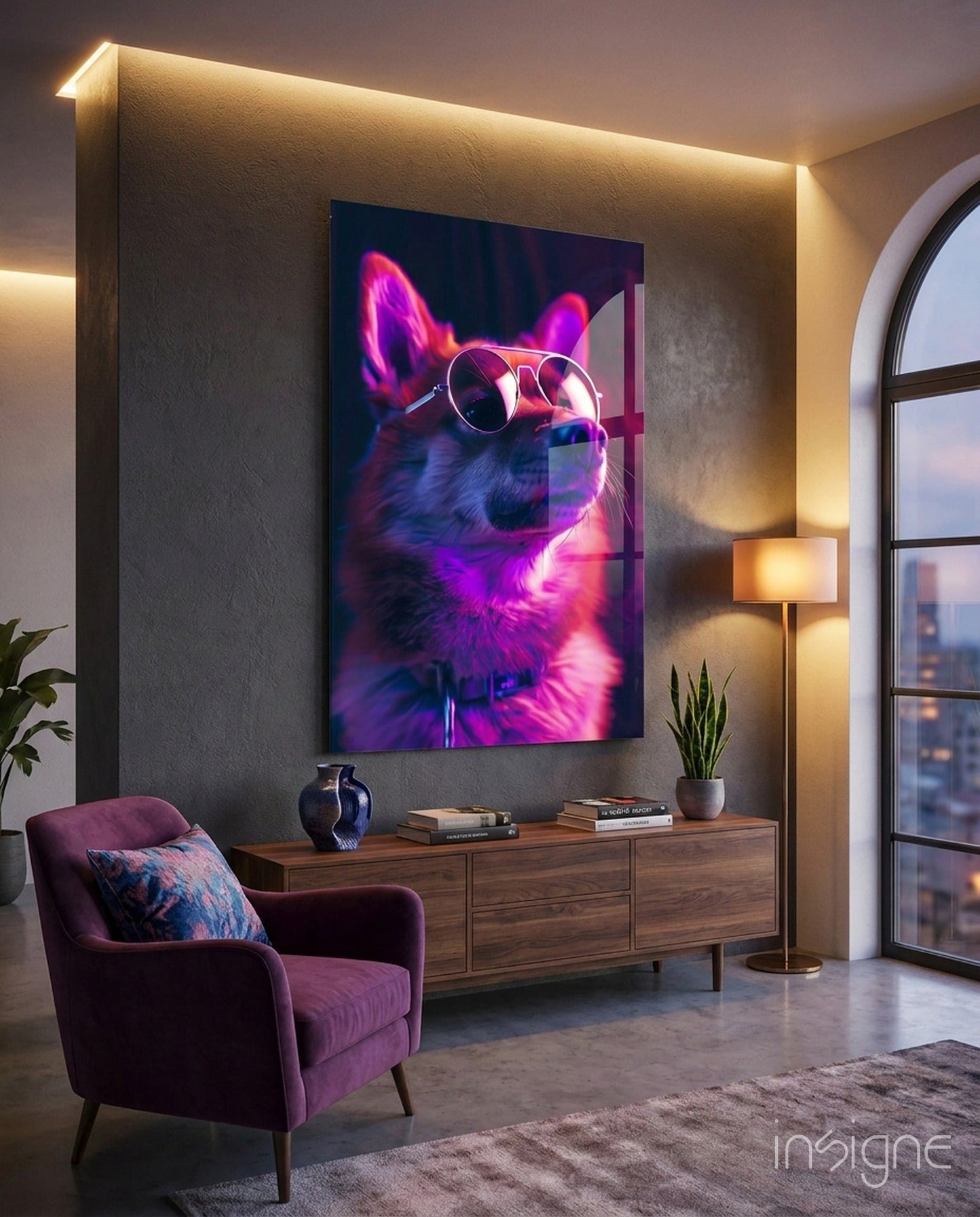 Dog with Glasses Glass Wall Art || Designer Collection