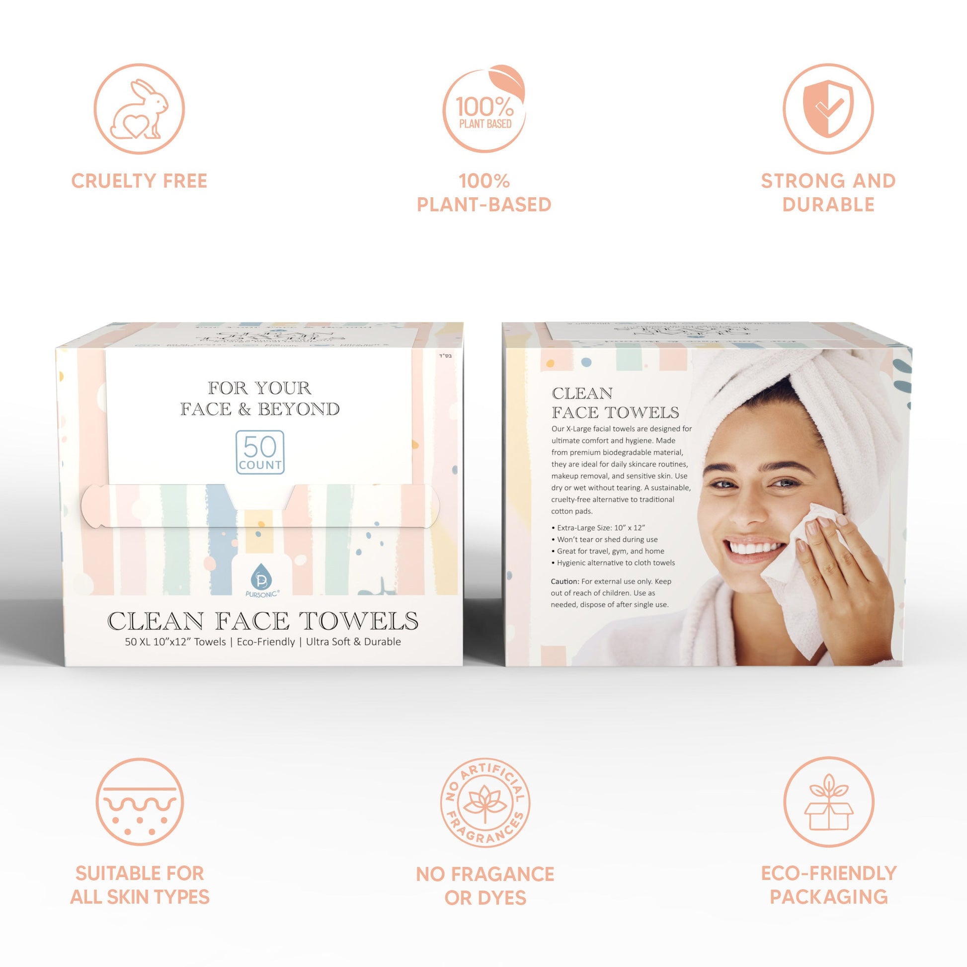 100 XL Clean Facial Towels – Biodegradable, Ultra-Soft & Safe for Sensitive Skin-1