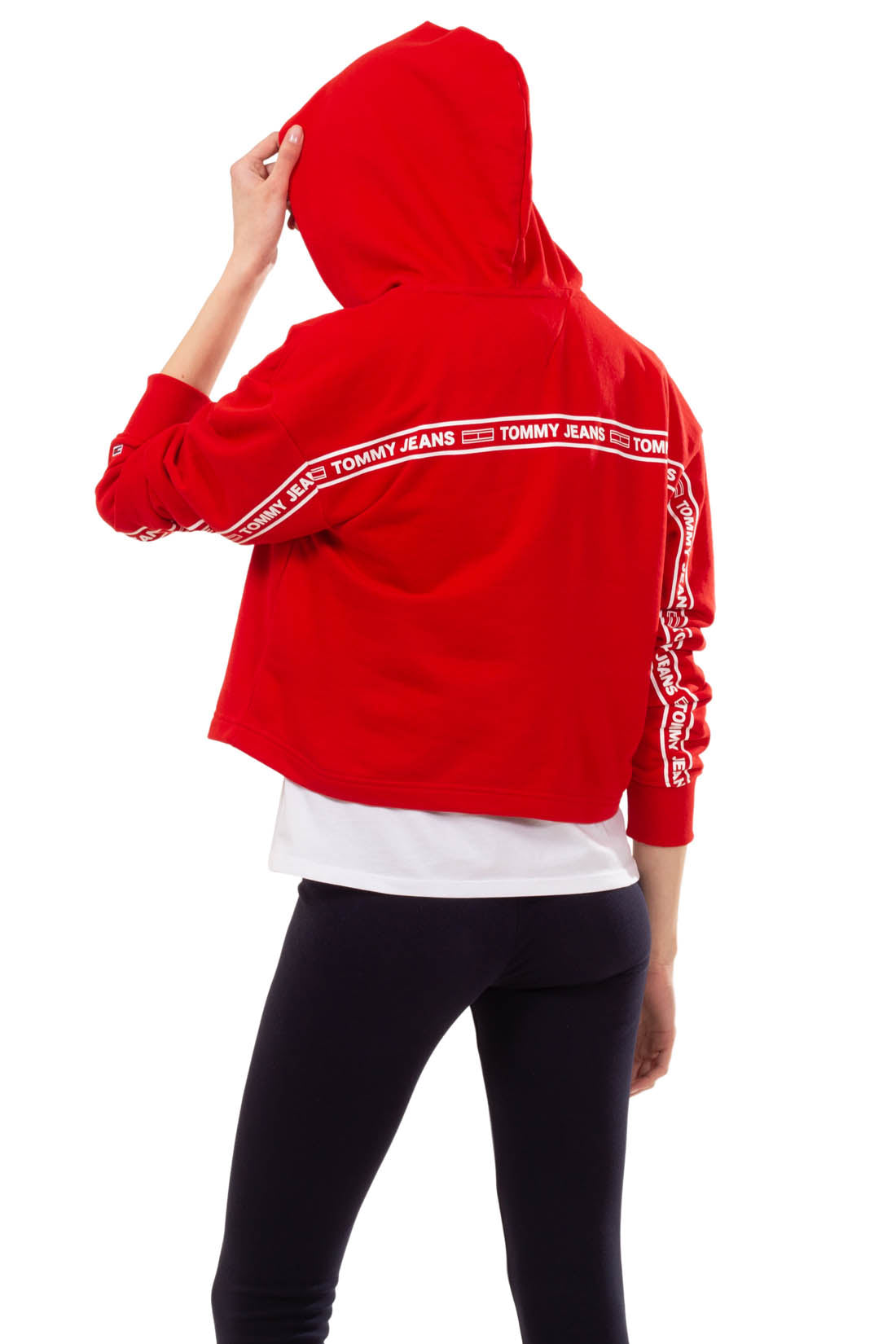 TOMMY JEANS - Women's cropped sweatshirt with logo taping  - Size L-31
