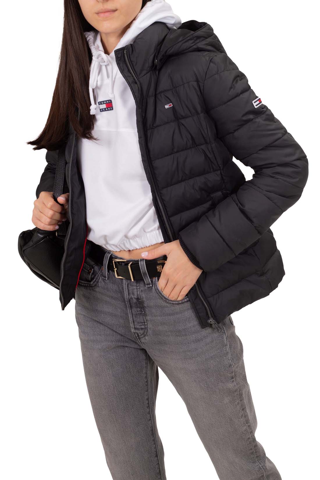TOMMY JEANS - Women's padded down jacket with removable hood-4