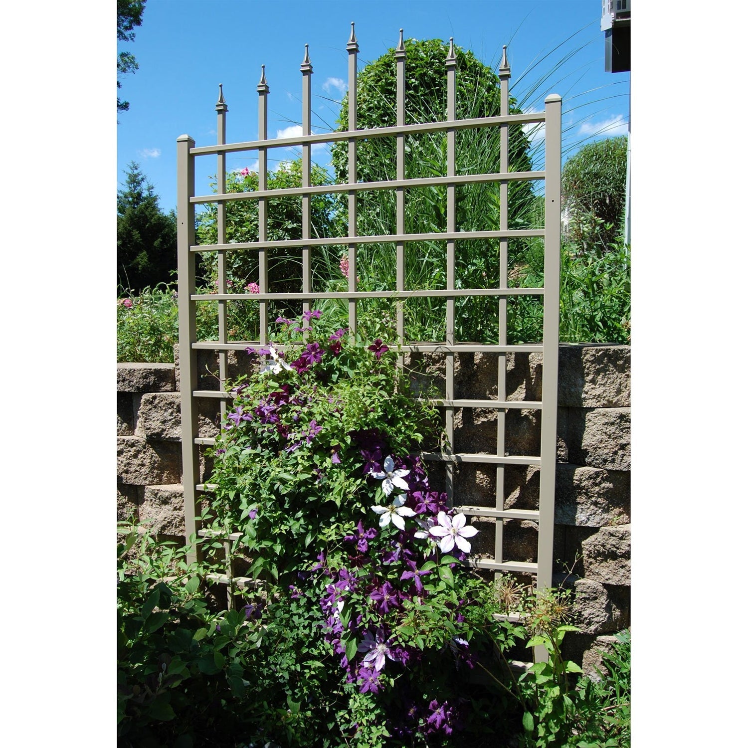 8 Ft Vinyl Trellis in Mocha Brown with Wall Mounting Hardware-0