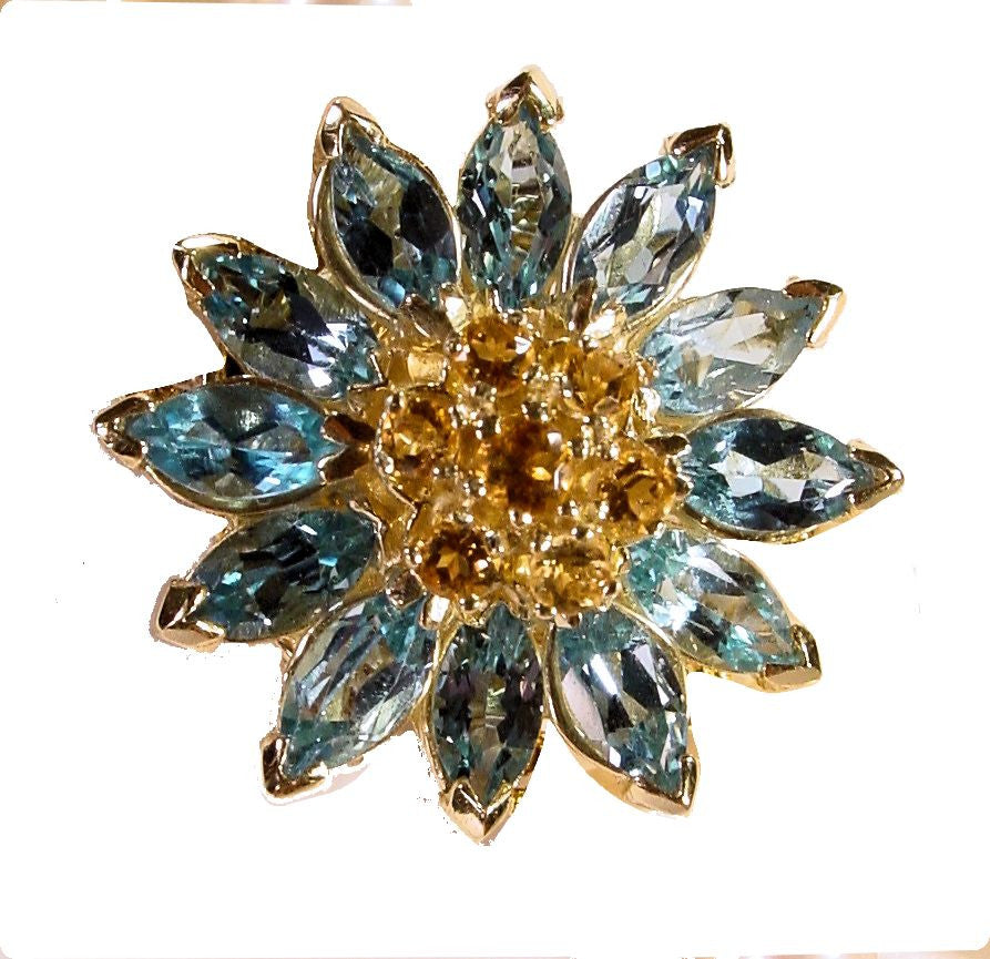Colorful Daisy Ring-18K Gold with Semi-Precious Gemstones (Precious Gems Also Available)-25