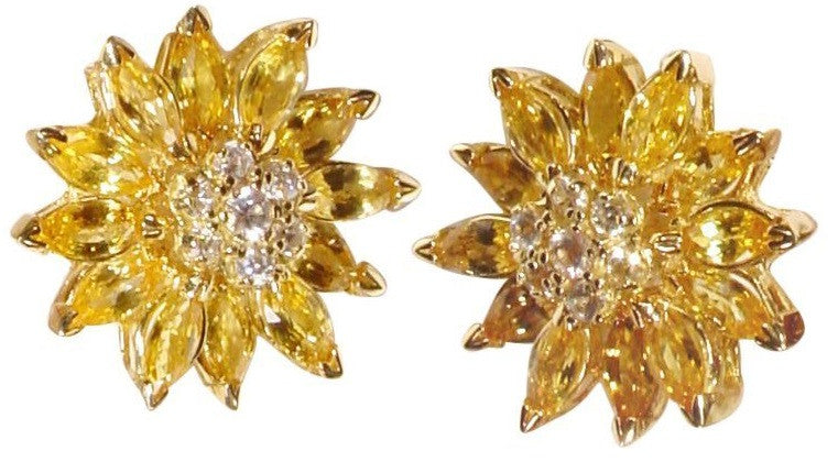 Sapphire Daisy Earrings: Pink, Yellow, Orange or White Sapphires in 18K Gold. Blue Sapphires Priced Separately.-5