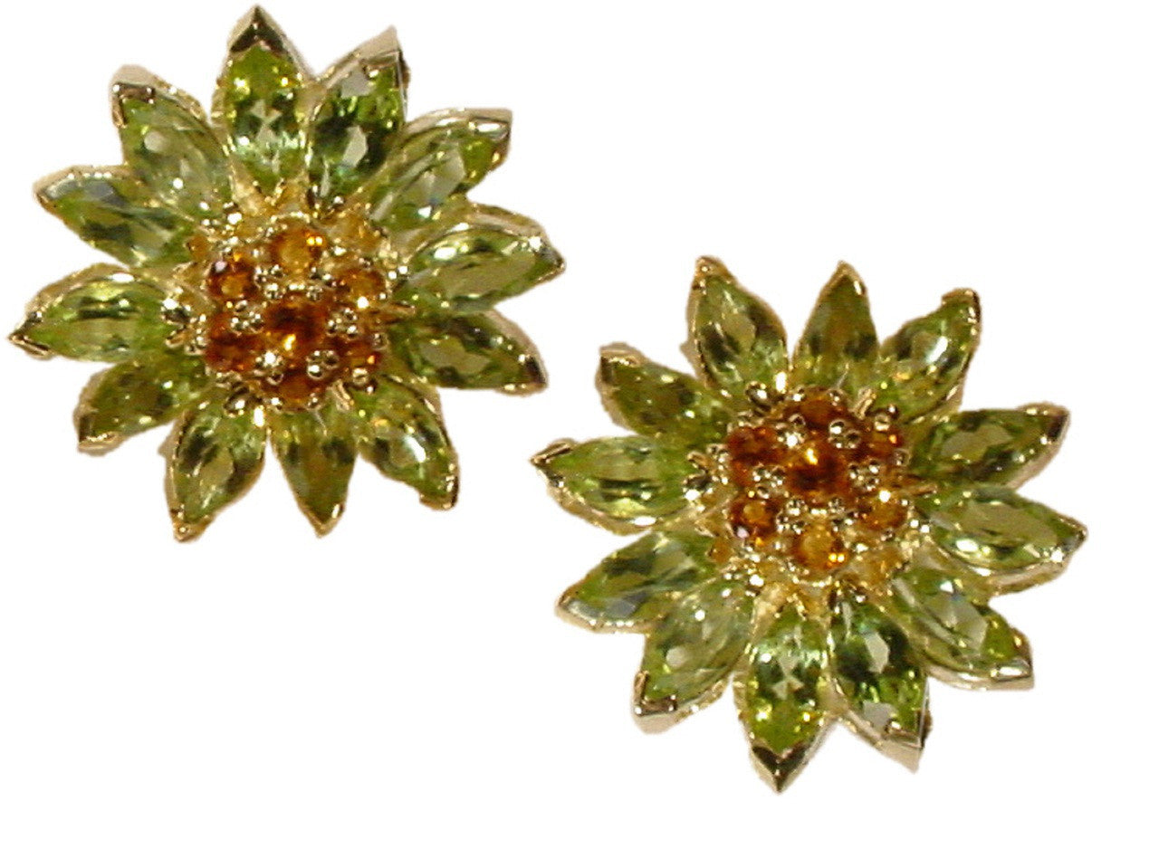 Gemstone Daisy earrings, Inter-changeable Stone Centers, 18K Gold & Semi-precious. Any gem available.-0