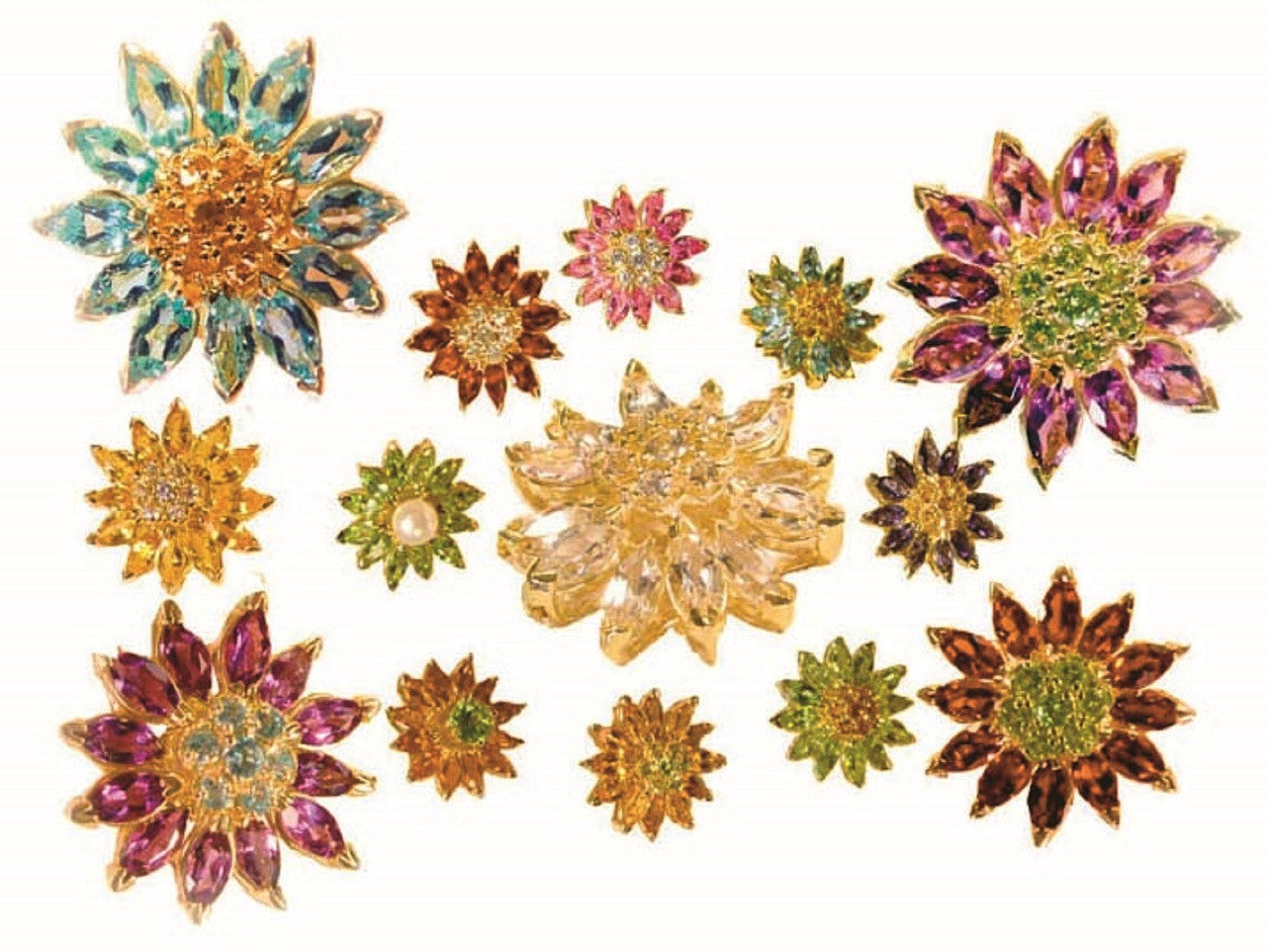 Colorful Daisy Ring-18K Gold with Semi-Precious Gemstones (Precious Gems Also Available)-16