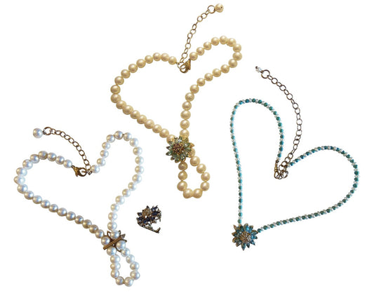 Gemstone Daisy Necklace-Clip Enhancer for Pearls or Cords. Sterling Silver & Semi Precious Stones.-30