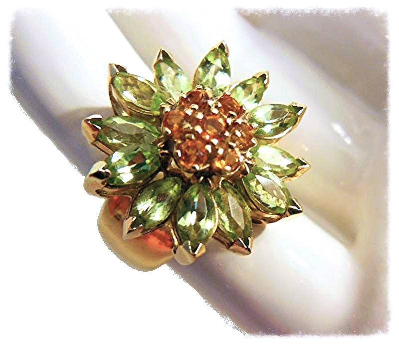 Colorful Daisy Ring-18K Gold with Semi-Precious Gemstones (Precious Gems Also Available)-7