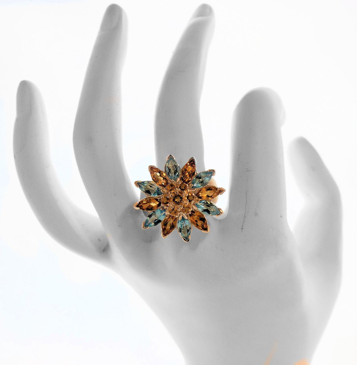 Colorful Daisy Ring-18K Gold with Semi-Precious Gemstones (Precious Gems Also Available)-14
