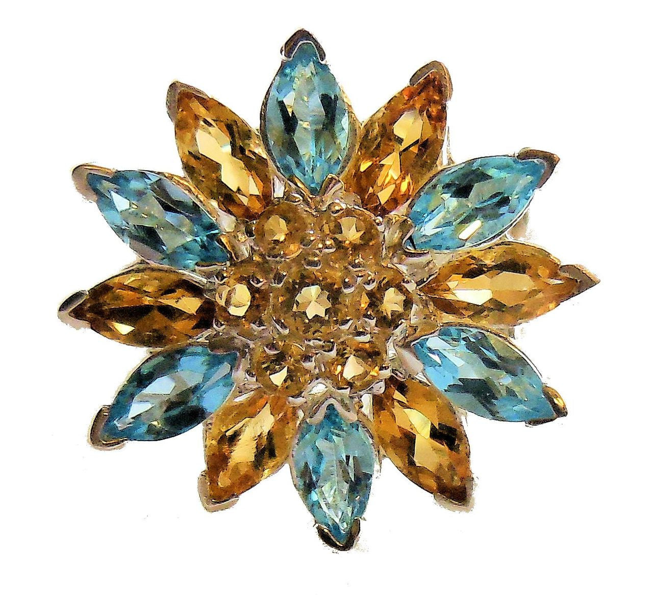 Colorful Daisy Ring-18K Gold with Semi-Precious Gemstones (Precious Gems Also Available)-10
