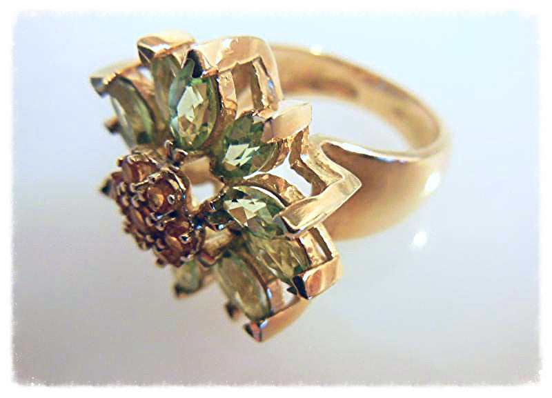 Colorful Daisy Ring-18K Gold with Semi-Precious Gemstones (Precious Gems Also Available)-6