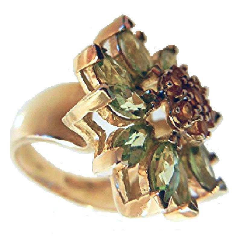 Colorful Daisy Ring-18K Gold with Semi-Precious Gemstones (Precious Gems Also Available)-0
