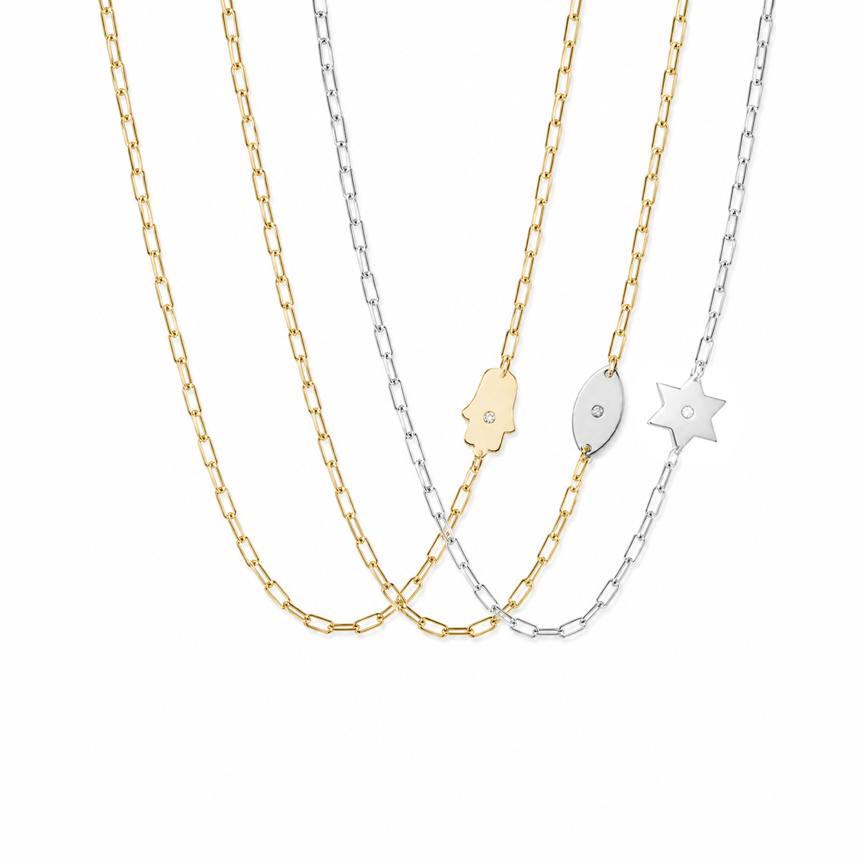 Dani Hamsa Diamond Paperclip Necklace